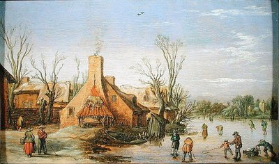 Een Dorp in de Winter, 1623 door Esaias I van de Velde