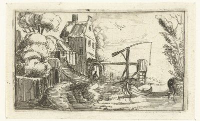 Huis of fabriek aan een kanaal Kleine landschappen (serie) door Esaias van de Velde (rejected attribution)