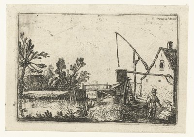 Boerderij bij een kanaal door Esaias van de Velde