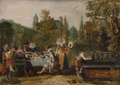 Vrolijk gezelschap in een park door Esaias van de Velde