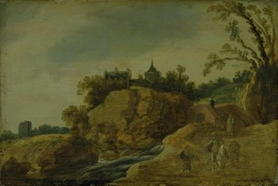 Rotsachtig Landschap met een Kasteel door Esaias van de Velde