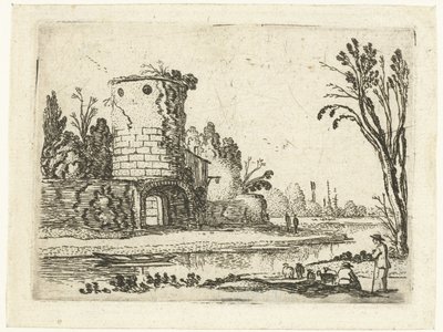 Ronde toren met een poort door Esaias van de Velde