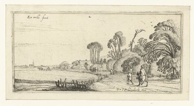 Wandelaars op een weg bij Hillegom door Esaias van de Velde