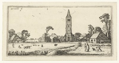 Wandelaars op een weg bij Spaarnwoude door Esaias van de Velde