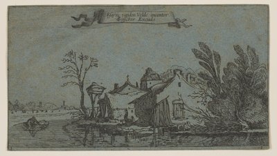 Boerderij rechts van een rivier door Esaias van den Velde I