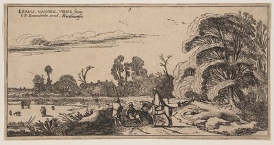 Pad rechts van een veld, uit Landschappen door Esaias van den Velde I