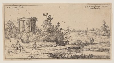 Ruïnes van een Romeinse tempel, uit Landschappen door Esaias van den Velde I