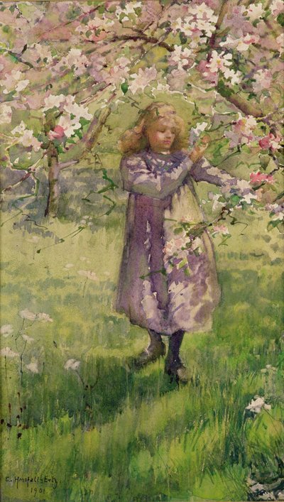 Appelbloesem plukken, 1901 door Ethel Horsfall Ertz