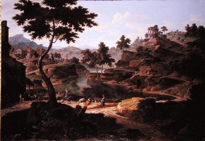 Klassiek Landschap met Figuren en Ruïnes door Etienne Allegrain