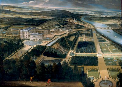 Algemeen uitzicht op het kasteel en de tuinen van Saint Cloud (Saint-Cloud) door Etienne Allegrain