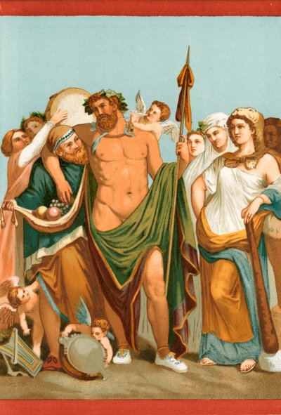 Hercules en Omphale, uit een Pompeiaanse schildering door Etienne Antoine Eugene Ronjat