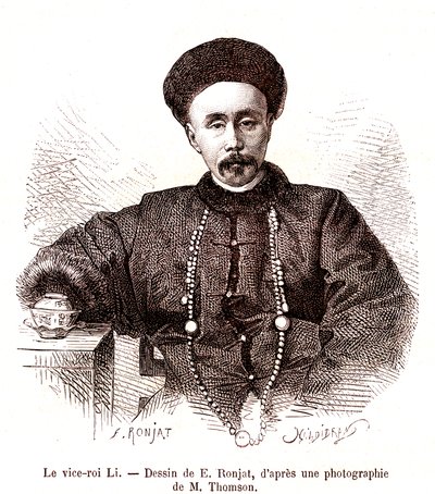 Li Hongzang, onderkoning van Zhili, aan het keizerlijk hof van China door Etienne Antoine Eugene Ronjat
