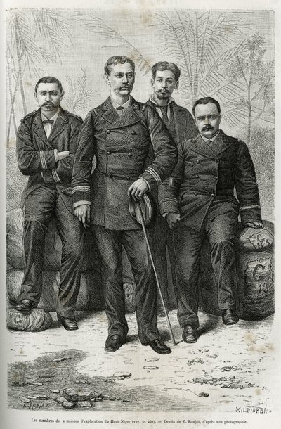 Leden van de ontdekkingsmissie door Etienne Antoine Eugene Ronjat