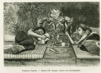 Opiumrokers door Etienne Antoine Eugene Ronjat
