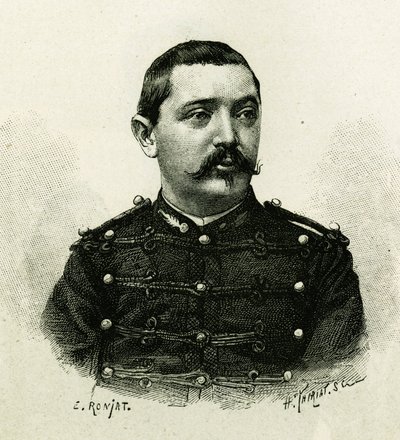 Portret van Kapitein Pietri, van de marine-artillerie, tijdens de expeditie naar Afrika 1879-1882 door Etienne Antoine Eugene Ronjat