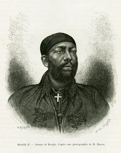 Portret van Prins Menelik II van Ethiopië (1844-1913) door Etienne Antoine Eugene Ronjat