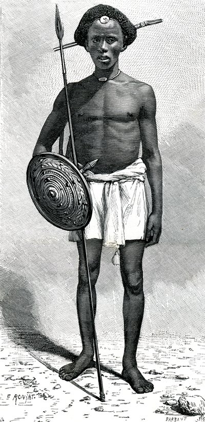 Somalische krijger van de Ouadan-clan door Etienne Antoine Eugene Ronjat