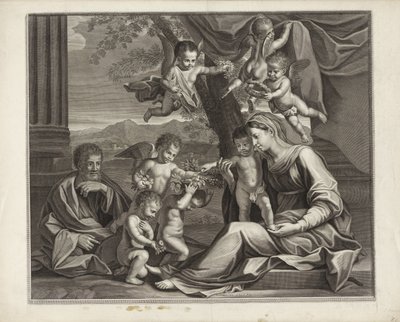 Heilige Familie met putti door Etienne Baudet (possibly)