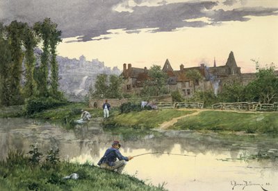 Soldaten aan de Rand van de Rivier, eind 19e of begin 20e eeuw door Etienne Berne Bellecour