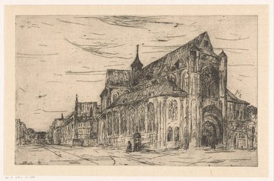 Gezicht op een kerk door Etienne Bosch (signed by artist)