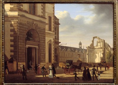 Ingang van het Louvre Museum en ruïnes van Saint Louis du Louvre door Etienne Bouhot