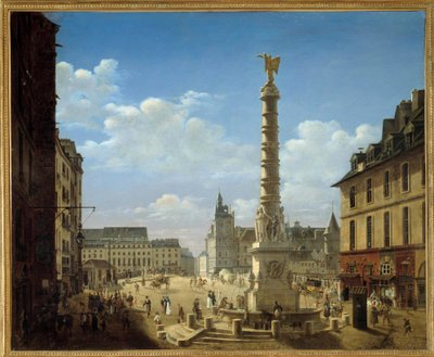 Het plein en de fontein van Chatelet. Schilderij door Etienne Bouhot. 1810. Parijs, Musée Carnavalet door Etienne Bouhot