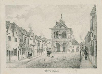 Tamworth - Het Stadhuis: lithografie, nd [1796-1865] door Etienne Bruno Hamel