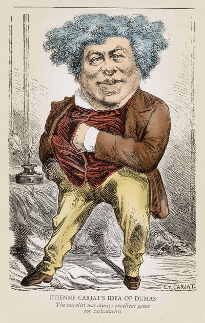 Portret van Alexandre Dumas (1803-1870) vader: karikatuur door Etienne Carjat door Etienne Carjat
