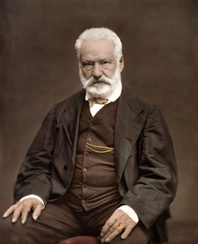 Portret van Victor Hugo, Franse schrijver en dichter, Kleur op een foto door Etienne Carjat - Victor Hugo. Engelse schrijver en dichter. ca. 1870. Gekleurde foto. door Etienne Carjat