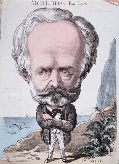 Victor Hugo (1802-85) op Jersey-rots, 1867 door Etienne Carjat