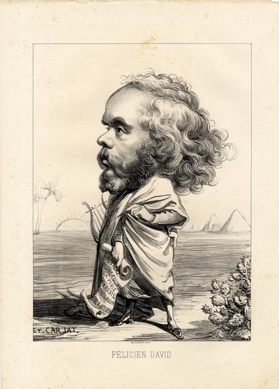 Vliegend blad - Illustratie door Etienne Carjat: Egypte, Lier, Piramides - David Felicien door Etienne Carjat