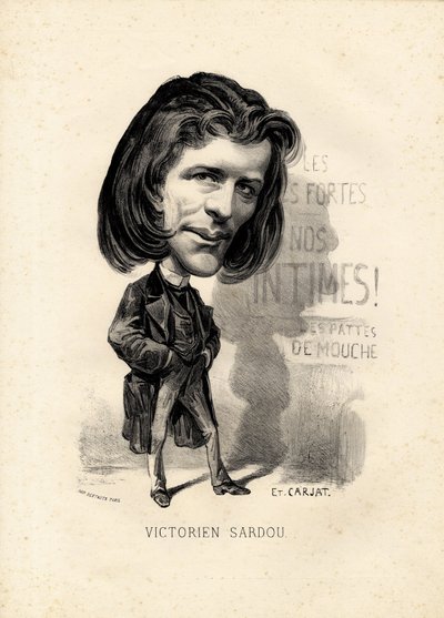 Vliegend blad - Illustratie door Etienne Carjat (1826-1906): Literatuur - Victorien Sardou (1831-1908) door Etienne Carjat