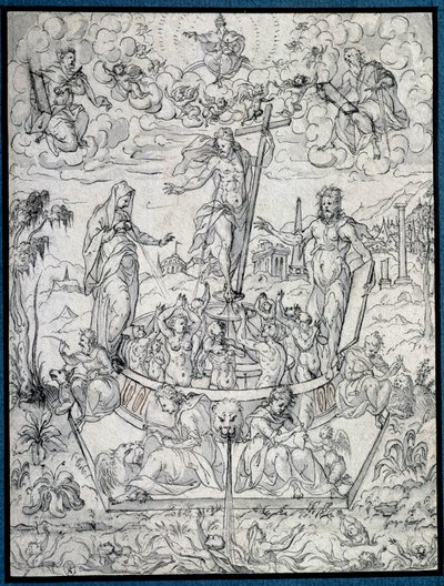 Allegorie van religie. Tekening door Etienne Delaune (1518-1583/95) 16e eeuw Parijs, Louvre Museum door Etienne Delaune