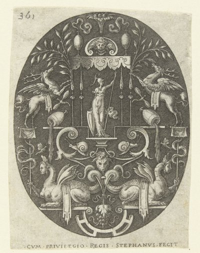 Bellona onder een baldakijn door Etienne Delaune