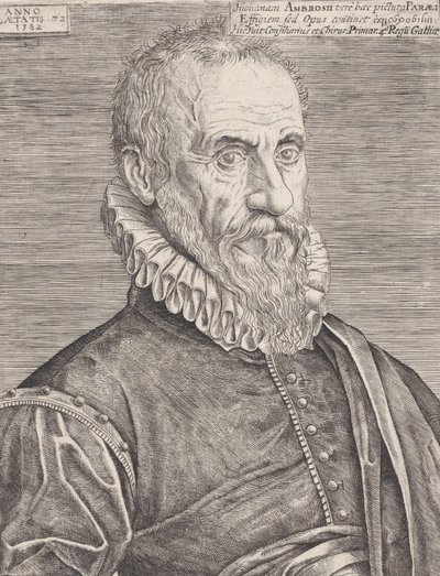 Portret van Ambroise Paré, de chirurg van de koning, 1582 door Etienne Delaune