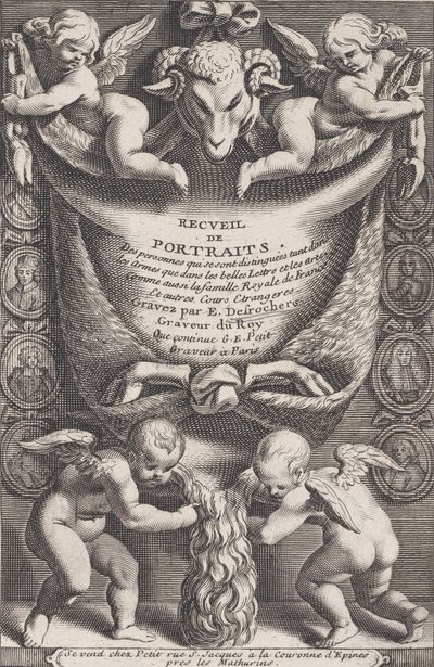 Frontispice uit Collectie van Portretten, 1714-41 door Etienne Desrochers