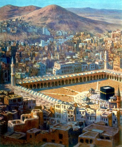 Uitzicht op Mekka, uit La Vie de Mohammed, Profeet van Allah door Alphonse Etienne Dinet