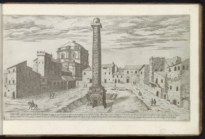 Forum van Trajanus met de Zuil van Trajanus te Rome door Etienne Duperac