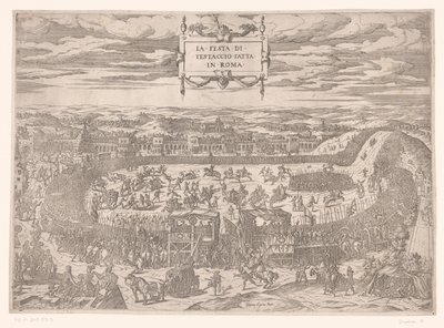Pauselijk feest op de Testaccio in Rome in 1534 door Etienne Duperac