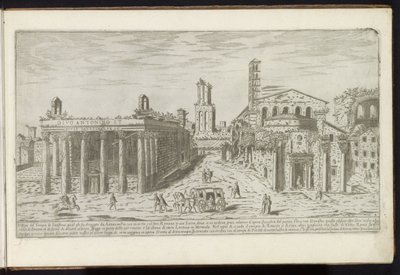 Ruïne van de Tempel van Antoninus en Faustina en de Tempel van Romulus op het Forum Romanum door Etienne Duperac