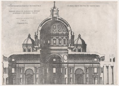 Speculum Romanae Magnificentiae: St. Pieter, 16e eeuw door Etienne Duperac