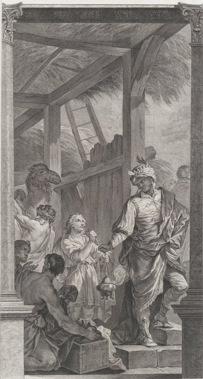 De Kapel van de Enfants-Trouvés in Parijs: De Wijze Koning Balthazar en zijn gevolg, 1752 door Etienne Fessard