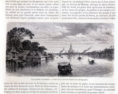 Algemeen overzicht van Bangkok. Tekening door E. Bocourt. door Etienne Gabriel Bocourt