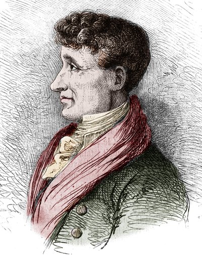 Portret van Joseph Joubert (1754-1824), Franse schrijver. Gravure door Bocour in "Le Magasin picturesque" door Etienne Gabriel Bocourt