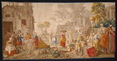 De Buitenmarkt, uit Dorpsfeesten door Étienne Jeaurat