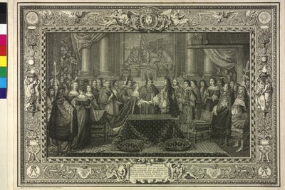 Huwelijk van koning Lodewijk XIV met Maria Theresia van Oostenrijk door Étienne Jeaurat
