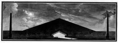 Funerair monument "karakteriserend het genre van schaduwarchitectuur" - E.L. Boullée. door Etienne Louis Boullee