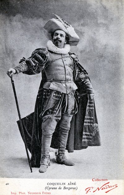 Constant Coquelin alias Coquelin aîné (1841 - 1909) in het kostuum van Cyrano de Bergerac door Etienne Neurdein