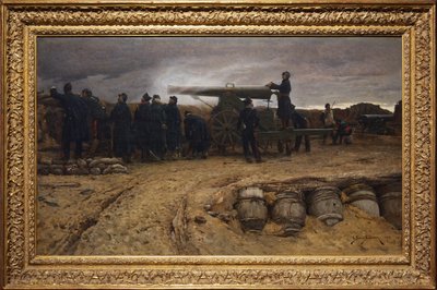Frans zwaar artilleriestuk bij het beleg van Parijs, 1872 door Etienne Prosper Berne Bellecour