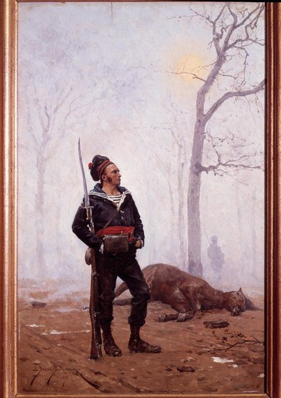 Soldaat van de Marine Infanterie in 1876 door Etienne Prosper Berne Bellecour
